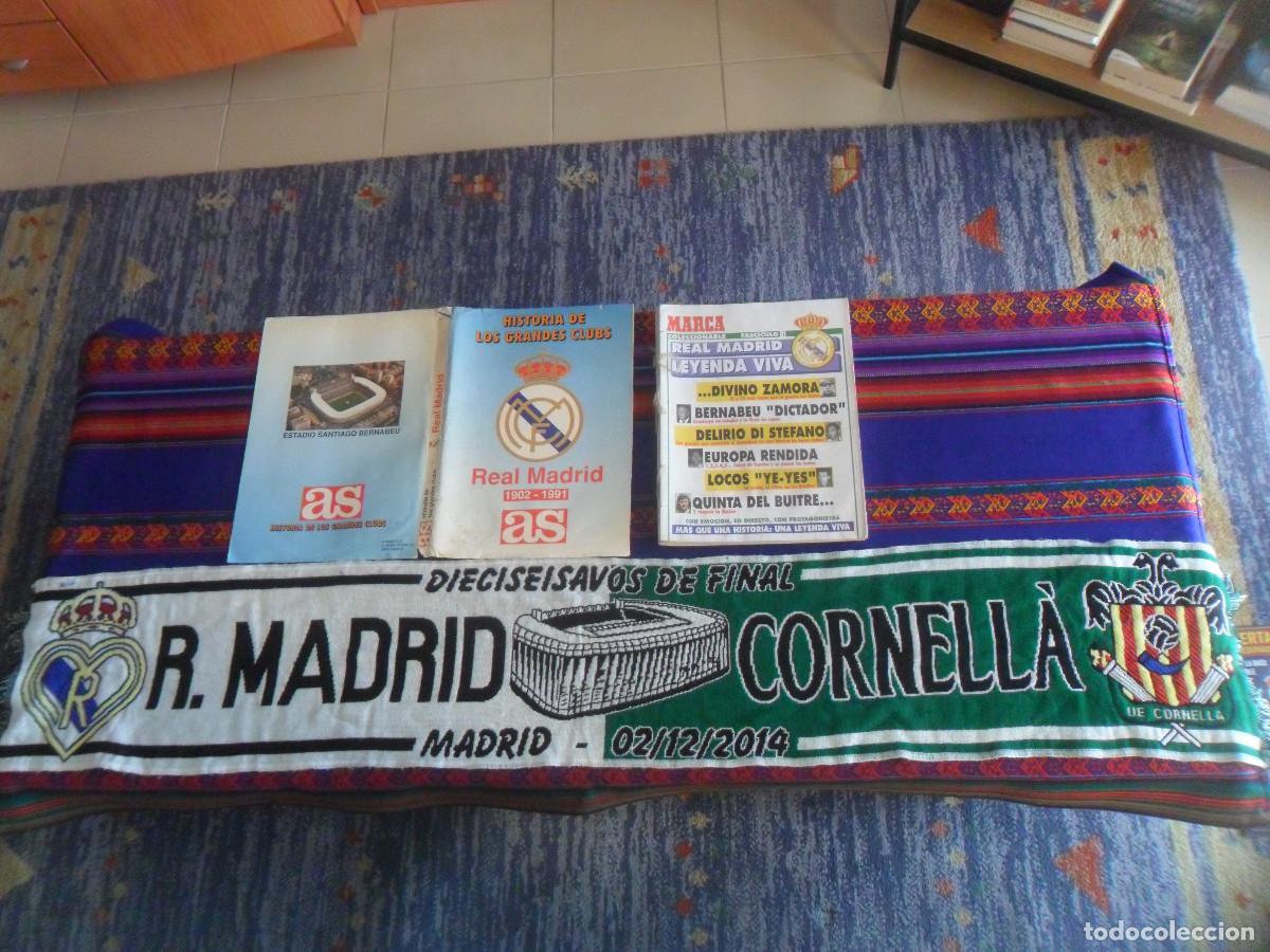 Coleccionismo deportivo: SCARF BUFANDA REAL MADRID VS UE CORNELL&Aacute; COPA REY 2014 15. REGALO LEYENDA VIVA COMPLETO MARCA. RARA.