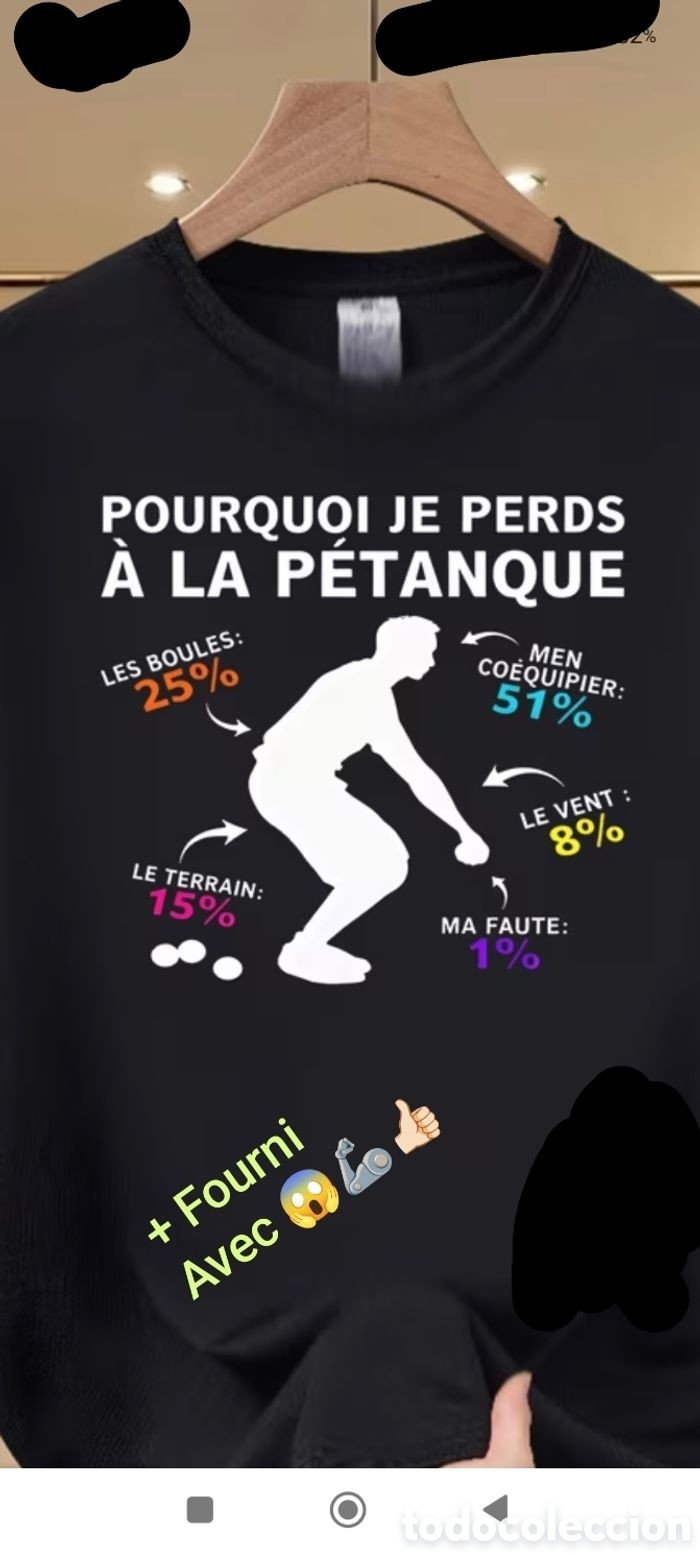 Coleccionismo deportivo: Lot Tee-shirt XL Design P&eacute;tanque + Une Matraque T&eacute;lescopique faisant aimant
