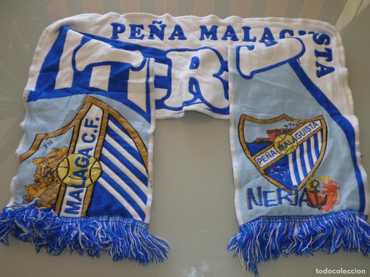 Coleccionismo deportivo: BUFANDA DE DEPORTES. F&Uacute;TBOL. M&Aacute;LAGA CF PE&Ntilde;A MALAGUISTA DE NERJA. 120GR