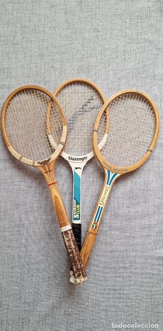 Coleccionismo deportivo: LOTE DE RAQUETAS ANTIGUAS, Slazenger, Spalding y Dunlop