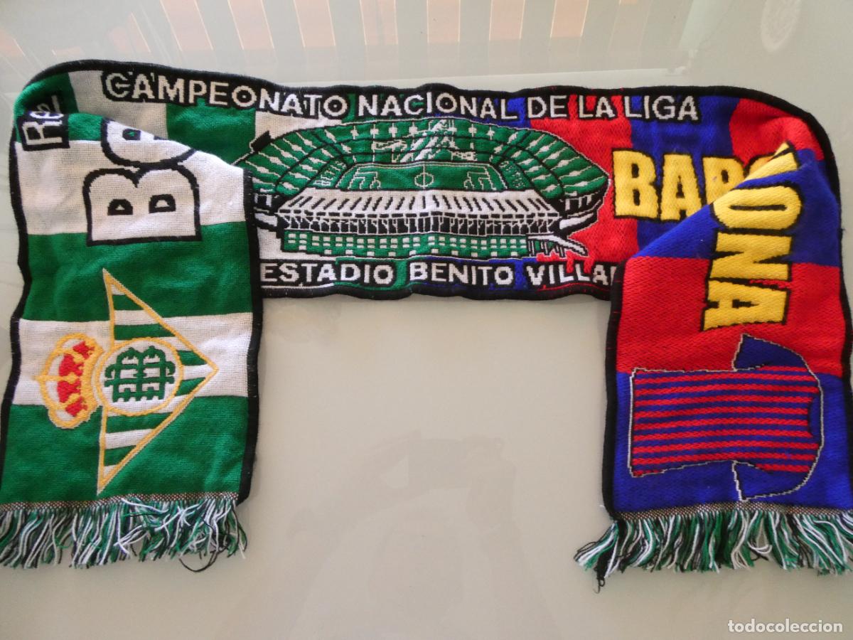 Coleccionismo deportivo: BUFANDA DE F&Uacute;TBOL. PARTIDO LIGA 2019 REAL BETIS VS FC BARCELONA ESTADIO BENITO VILLAMAR&Iacute;N. 110GR