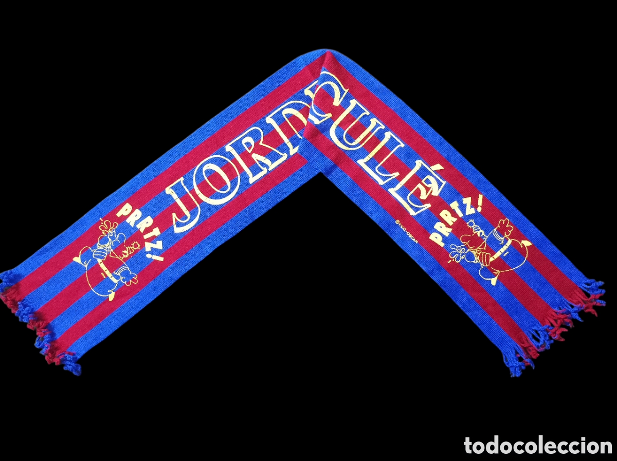 Coleccionismo deportivo: Antigua bufanda FC Barcelona de Jordi Cul&eacute; TV3 a&ntilde;os 80/90 serigrafiada pintada