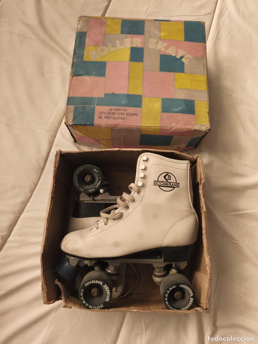 Coleccionismo deportivo: Boomerang. Roller skate 1980 . Vintage . Patines cuatro ruedas cl&aacute;sicos . talla 37 . Caja original