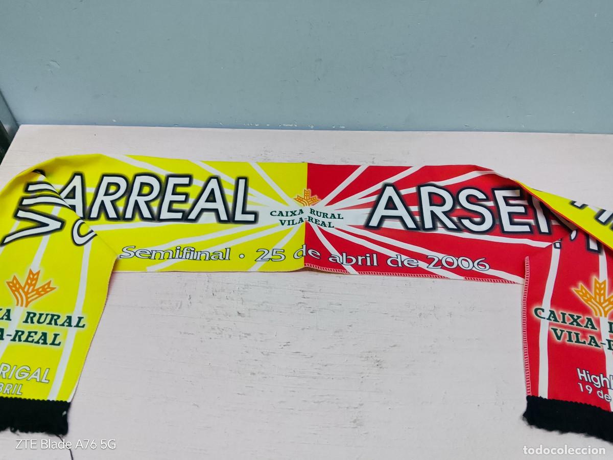 Coleccionismo deportivo: Villarreal CF Arsenal champions league scarf football bufanda futbol