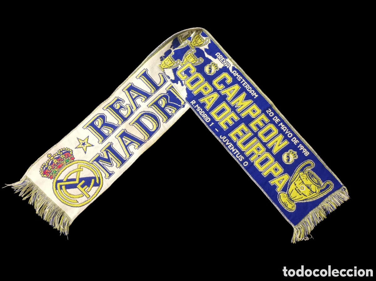 Sports collectibles: Bufanda Real Madrid Campe&oacute;n Copa Europa 20 de mayo 1998 La S&eacute;ptima - Juventus Estadio Arena &Aacute;msterd
