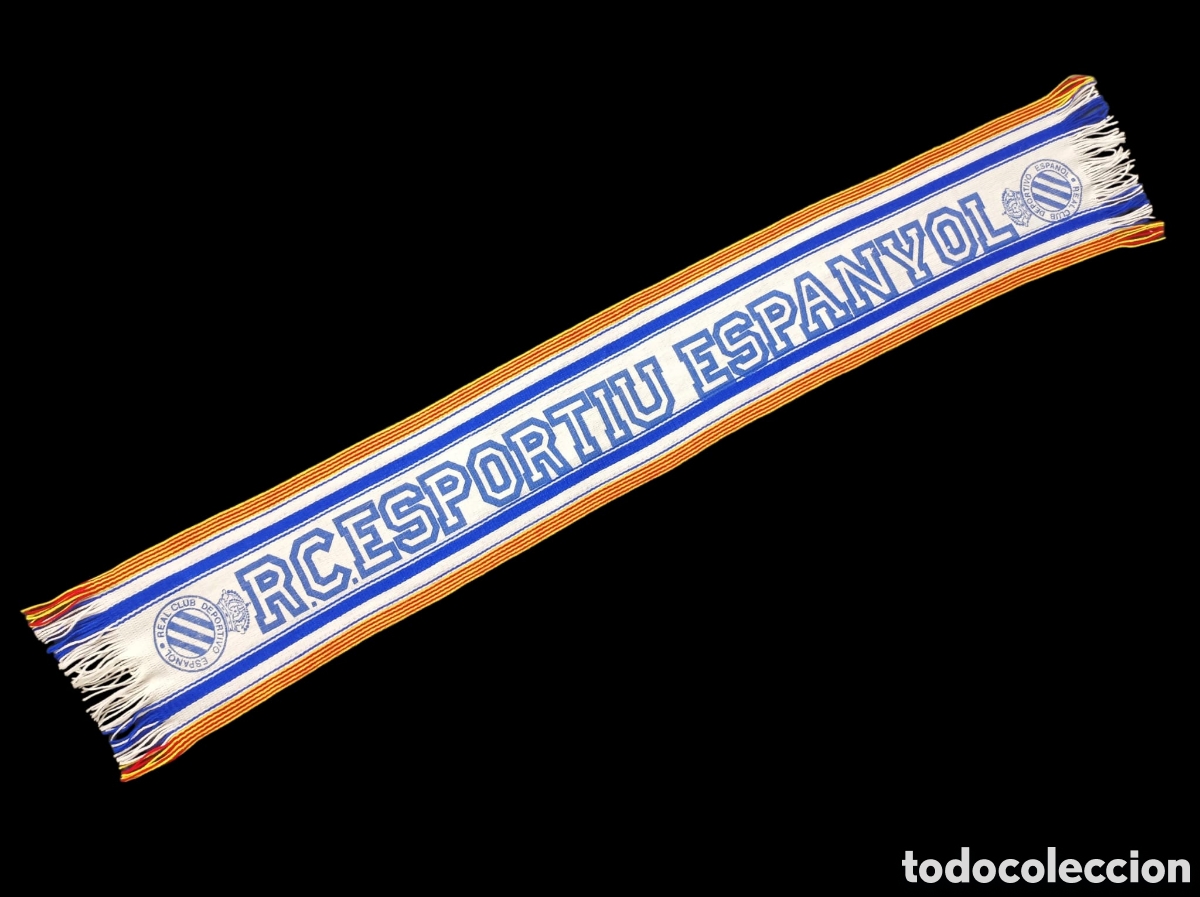 Coleccionismo deportivo: Antigua Bufanda futbol serigrafiada pintada RCD Espanyol / Real Club Esportiu