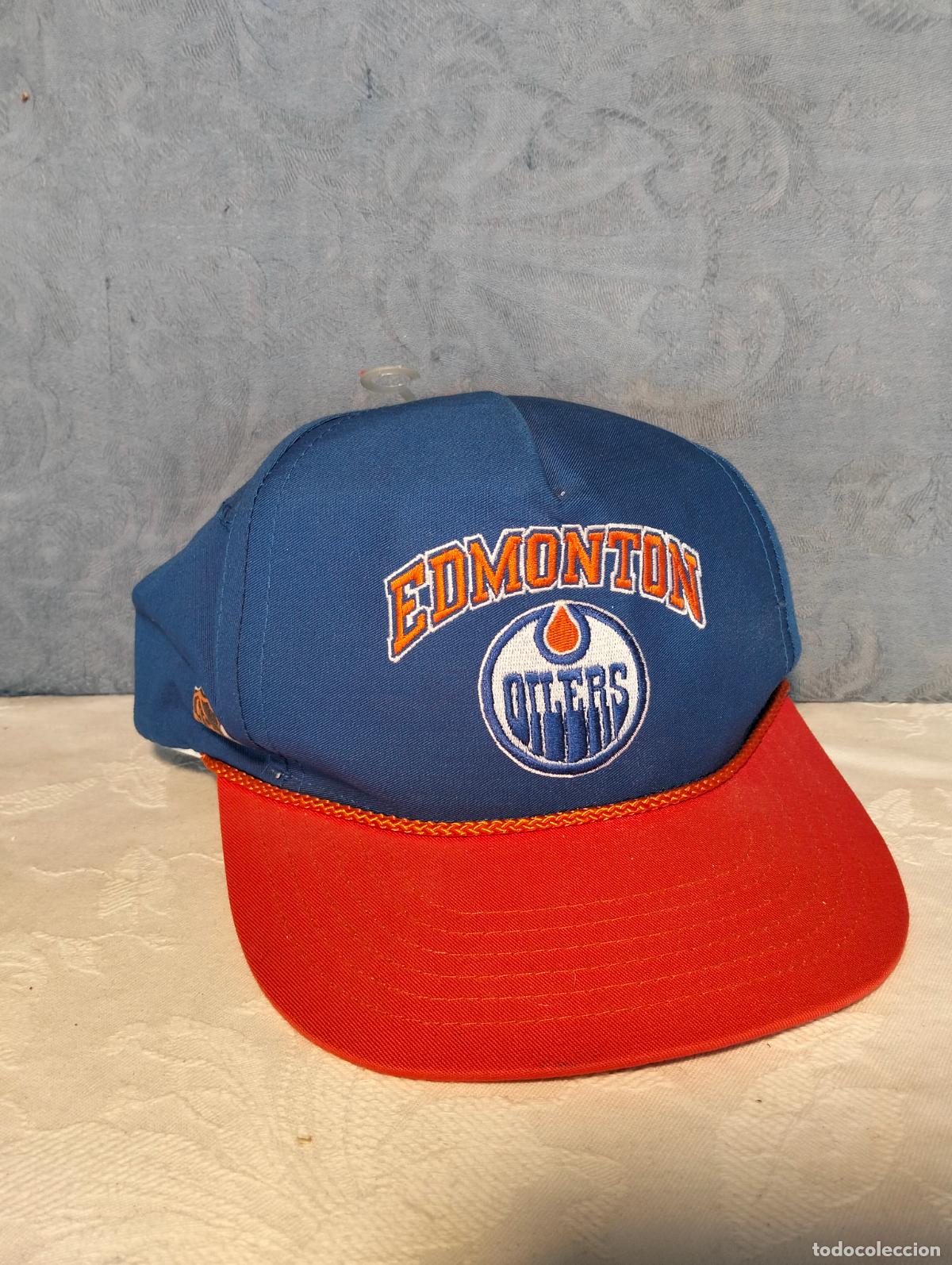 Sammelleidenschaft Sport: Gorra vintage a&ntilde;os 90 azul naranja edmontol oilers usa nhl rugby futbol americano official product
