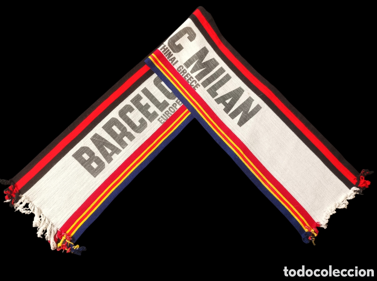 Colecionismo desportivo: Bufanda scarf Serigrafiada FC Barcelona - Milan FINAL COPA EUROPA 1994