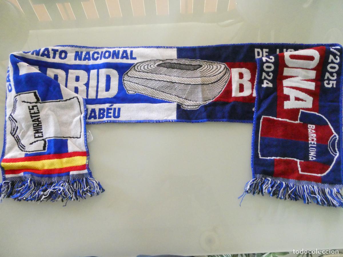 Coleccionismo deportivo: BUFANDA DE DEPORTES. F&Uacute;TBOL. PARTIDO LIGA 2024 NUEVO SANTIAGO BERNAB&Eacute;U REAL MADRID BARCELONA. 100GR