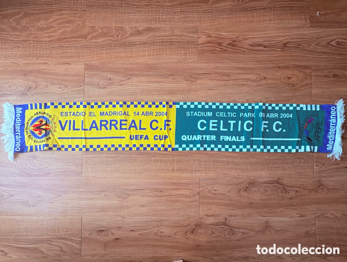 Coleccionismo deportivo: bufanda villarreal celtic fc. 2004 madrigal vilareal 8-14 abril uefa cup quarter finals