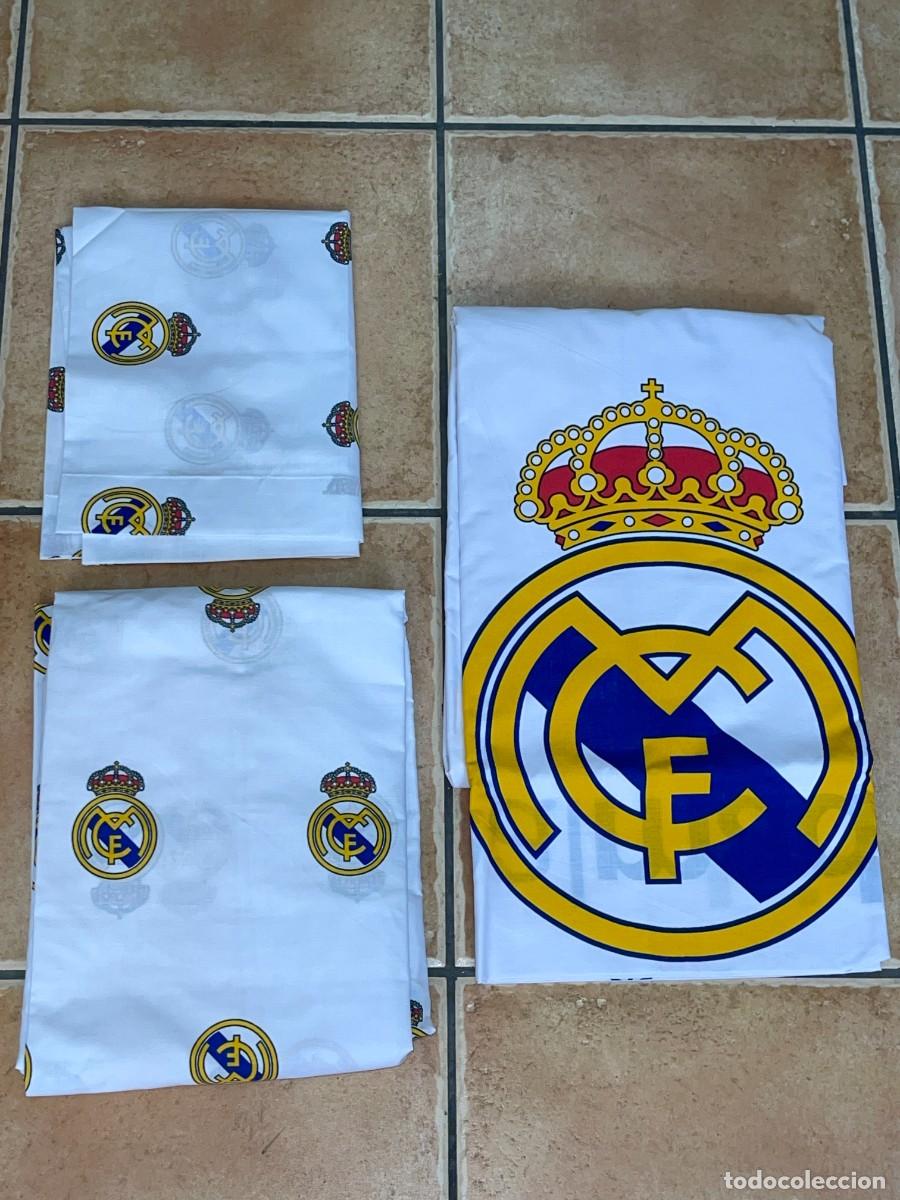 Coleccionismo deportivo: REAL MADRID Juego de S&aacute;banas con Escudos Real Madrid para cama 90 cm encimera bajera y funda RM(11)