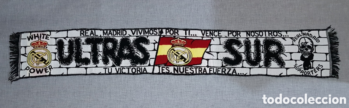 Coleccionismo deportivo: BUFANDA ULTRAS SUR REAL MADRID WHITE POWER - Foto 2