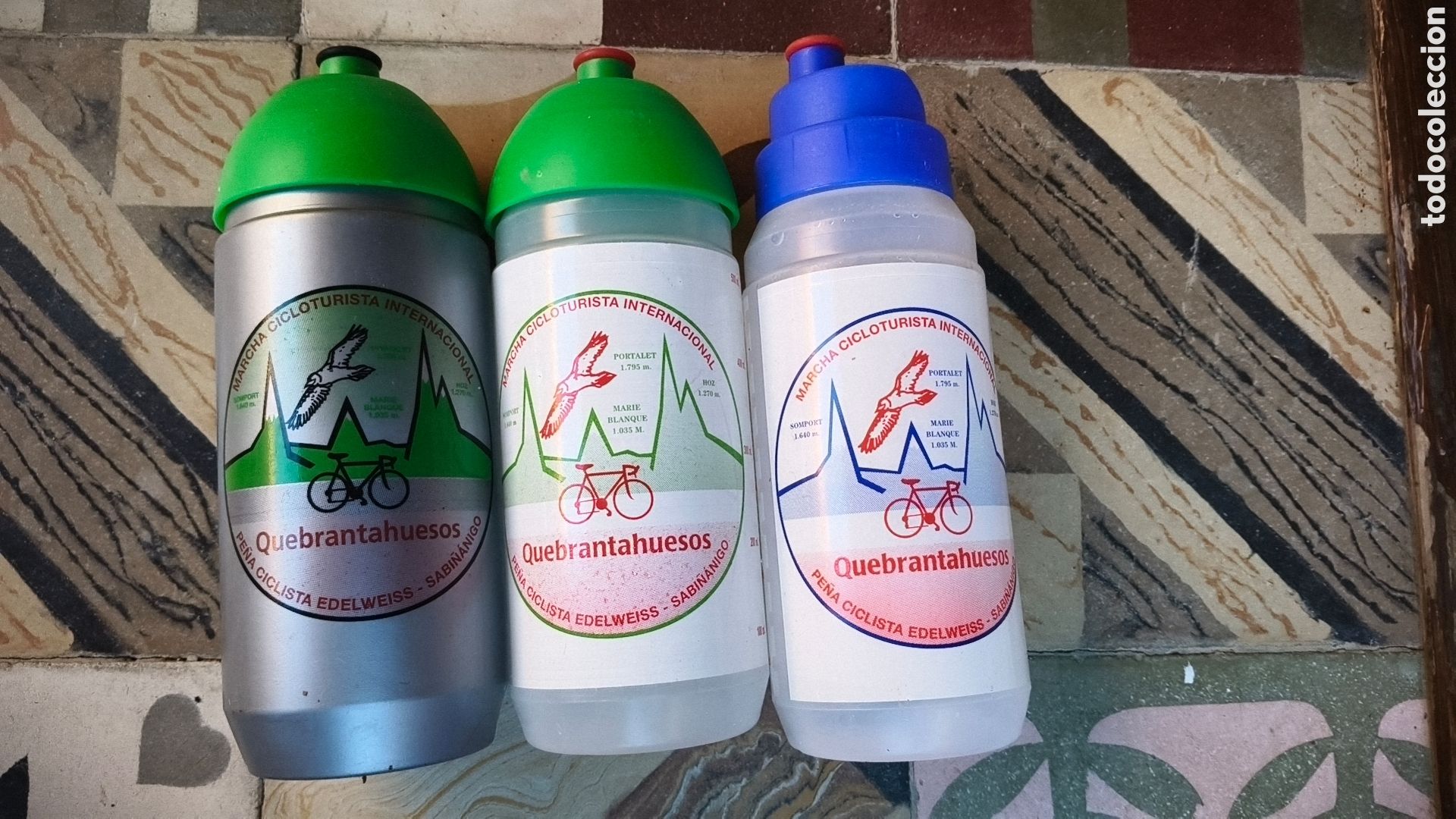 Coleccionismo deportivo: 3 bidones ciclismo quebrantahuesos Edelweiss Huesca bicicleta