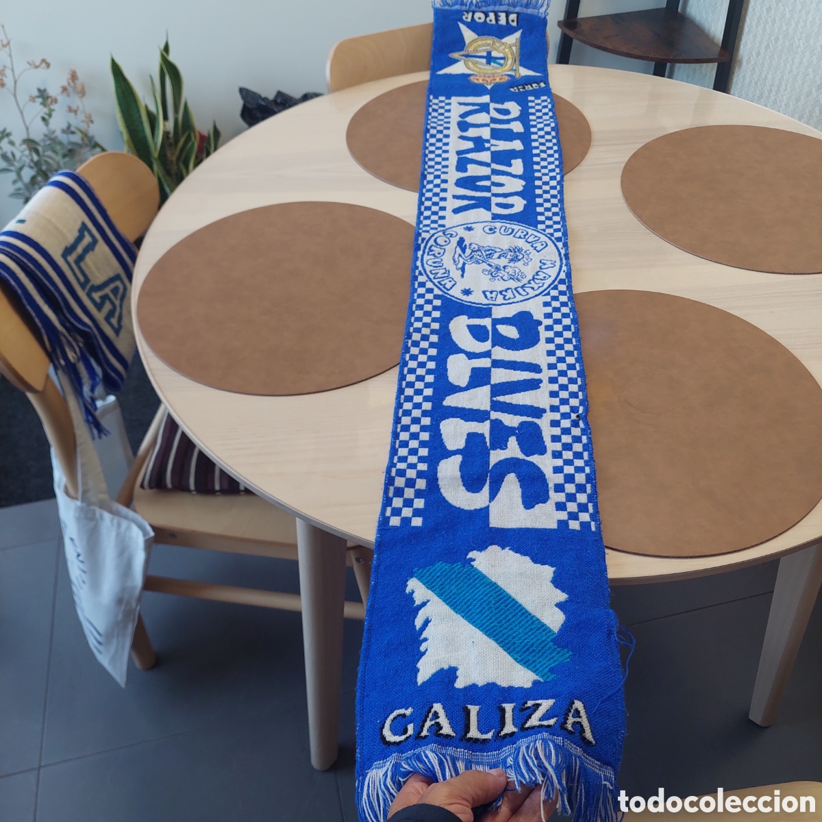 Coleccionismo deportivo: Bufanda Riazor Blues 1990.