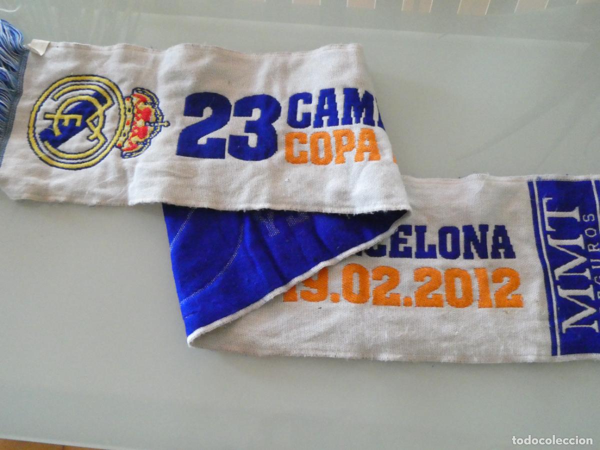 Coleccionismo deportivo: BUFANDA DE BALONCESTO BASKET REAL MADRID COPA DEL REY BARCELONA 2012. 23 CAMPEONATOS. 100GR
