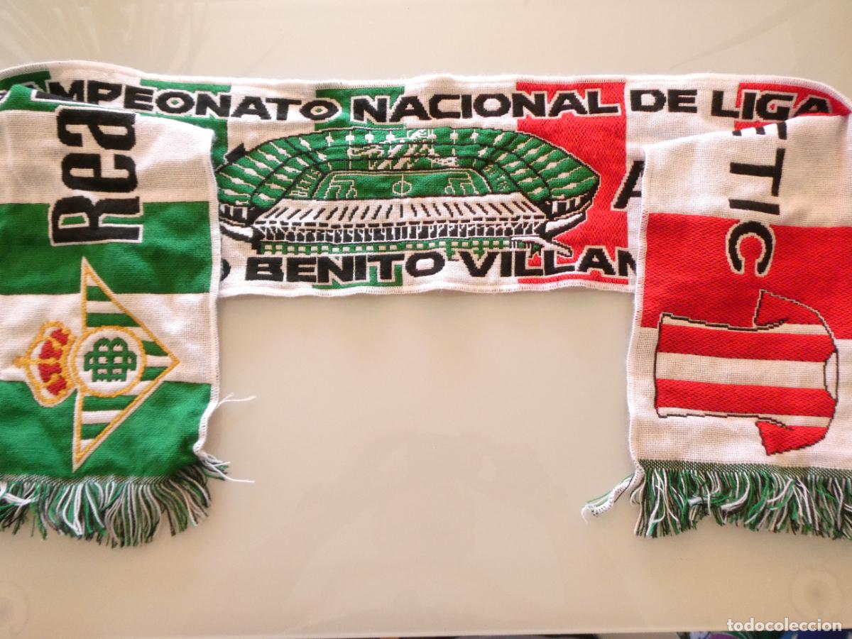 Coleccionismo deportivo: BUFANDA DE F&Uacute;TBOL. PARTIDO LIGA REAL BETIS BALOMPI&Eacute; VS ATHLETIC BILBAO. BENITO VILLAMAR&Iacute;N. 110GR