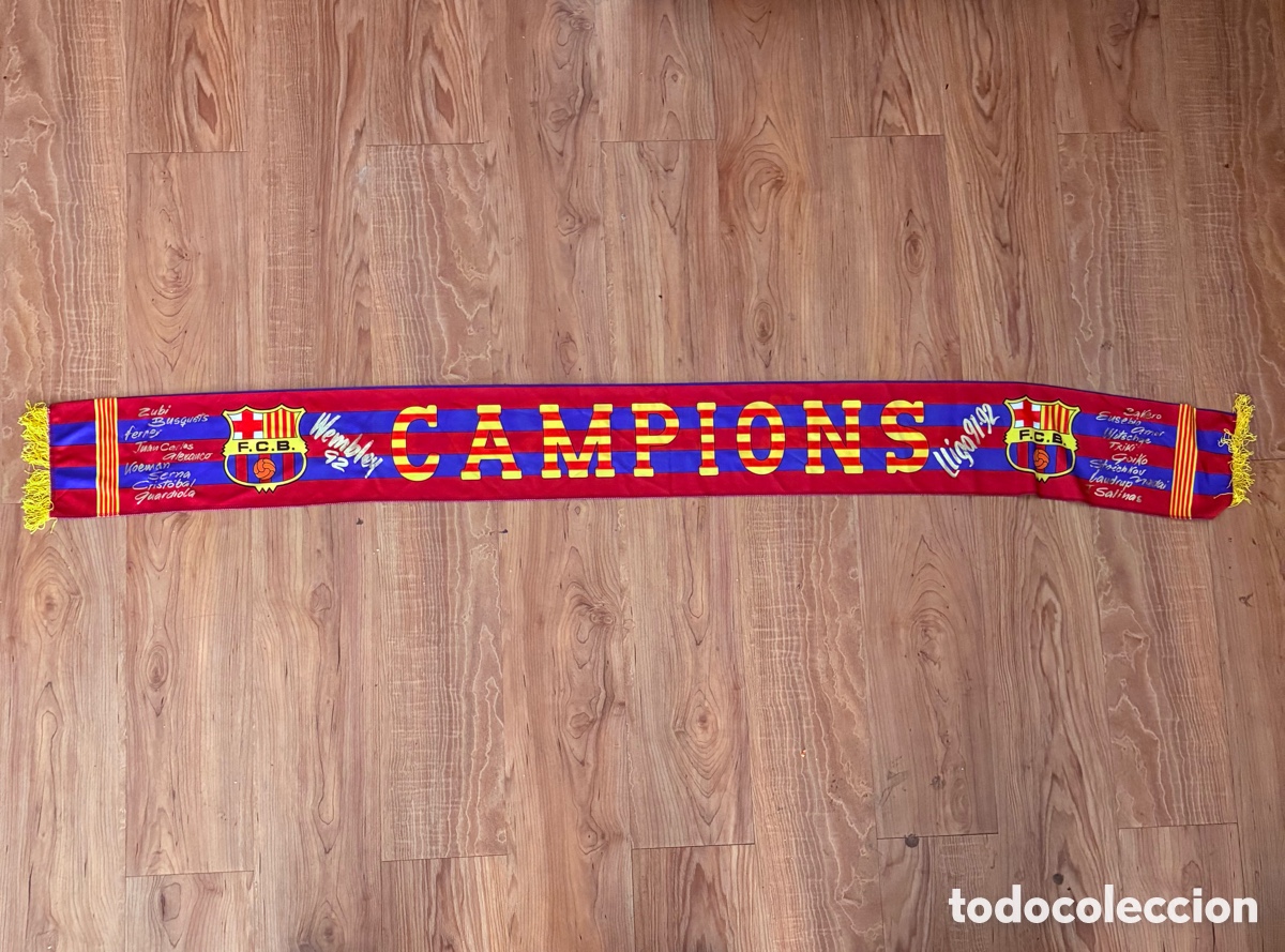 Coleccionismo deportivo: BUFANDA F.C. BARCELONA BAR&Ccedil;A 1991/92 WEMBLEY CAMPIONS EUROPA I LLIGA 91/92