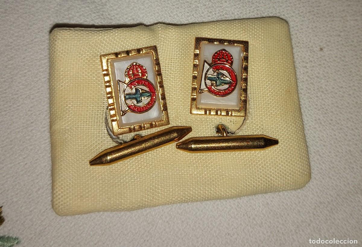 Coleccionismo deportivo: ANTIGUOS GEMELOS CON EL ESCUDO DEL DEPORTIVO DE LA CORU&Ntilde;A