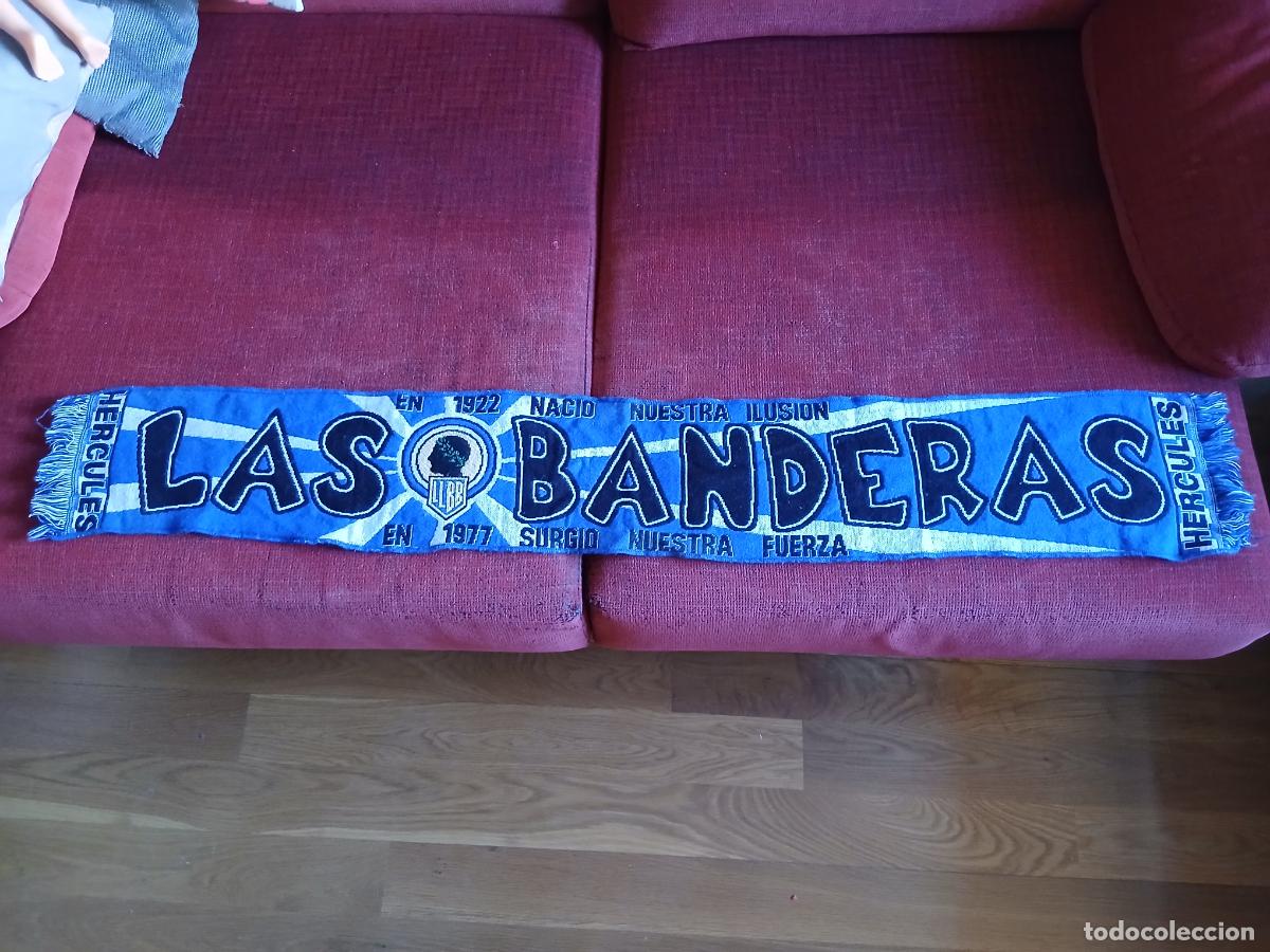 Sports collectibles: Bufanda f&uacute;tbol. H&eacute;rcules Club de F&uacute;tbol, ultras Las Banderas, a&ntilde;os 90