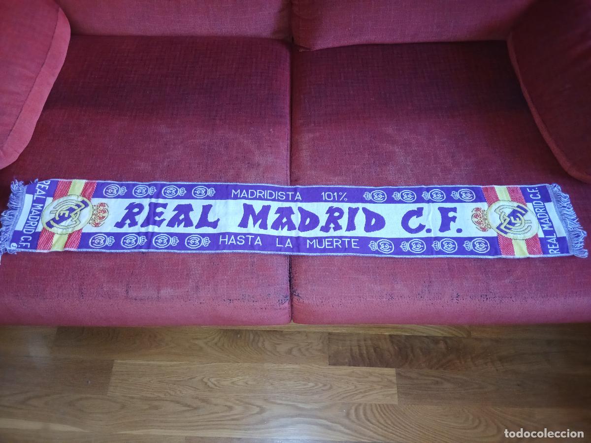 Sports collectibles: Bufanda f&uacute;tbol. Real Madrid, madridista 101% hasta la muerte, a&ntilde;os 90