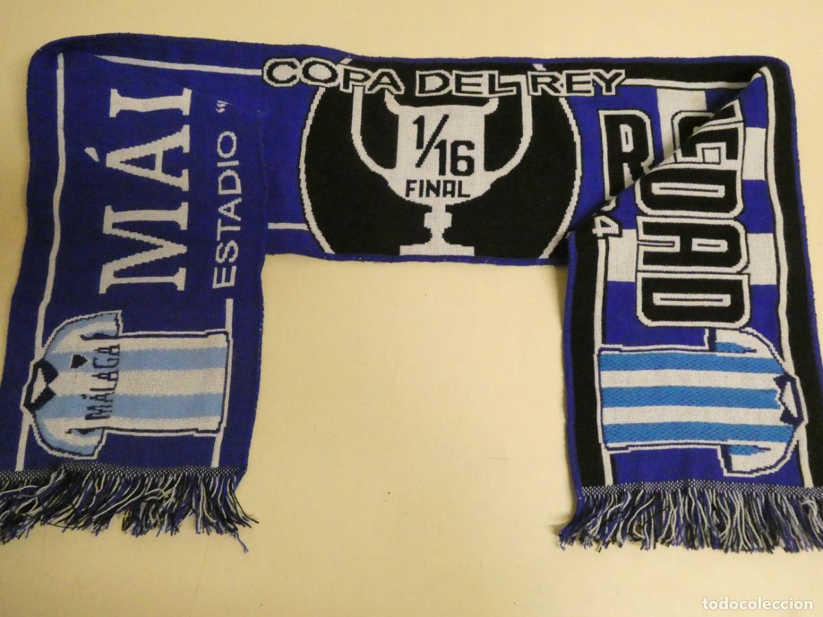 Sports collectibles: BUFANDA DE F&Uacute;TBOL. PARTIDO COPA DEL REY ESPA&Ntilde;A 2024. M&Aacute;LAGA CF VS REAL SOCIEDAD SAN SEBASTIAN. 100GR