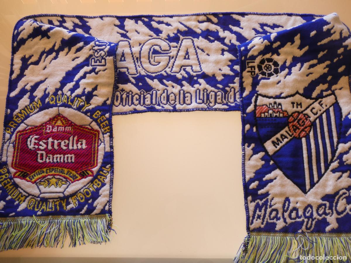 Coleccionismo deportivo: BUFANDA DE F&Uacute;TBOL. M&Aacute;LAGA CF PATROCINADOR CERVEZA ESTRELLA DAMM. 120GR