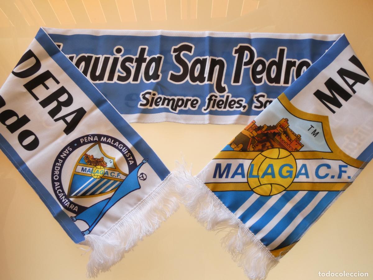 Coleccionismo deportivo: BUFANDA DE F&Uacute;TBOL. M&Aacute;LAGA CF PE&Ntilde;A MALAGUISTA SAN PEDRO DE ALC&Aacute;NTARA. 80GR