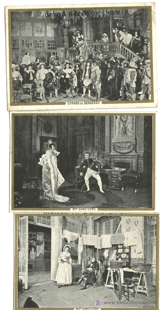 Colecionismo Cromos antigos: CROMOS PRINCIPIOS S. XX. TEATRO: escenas de MADAMNE SANS G&Ecirc;NE, CYRANO DE BERGERAC