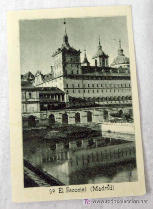 Coleccionismo Cromos antiguos: Cromo n&ordm; 59 El Escorial fachada sur estanque
