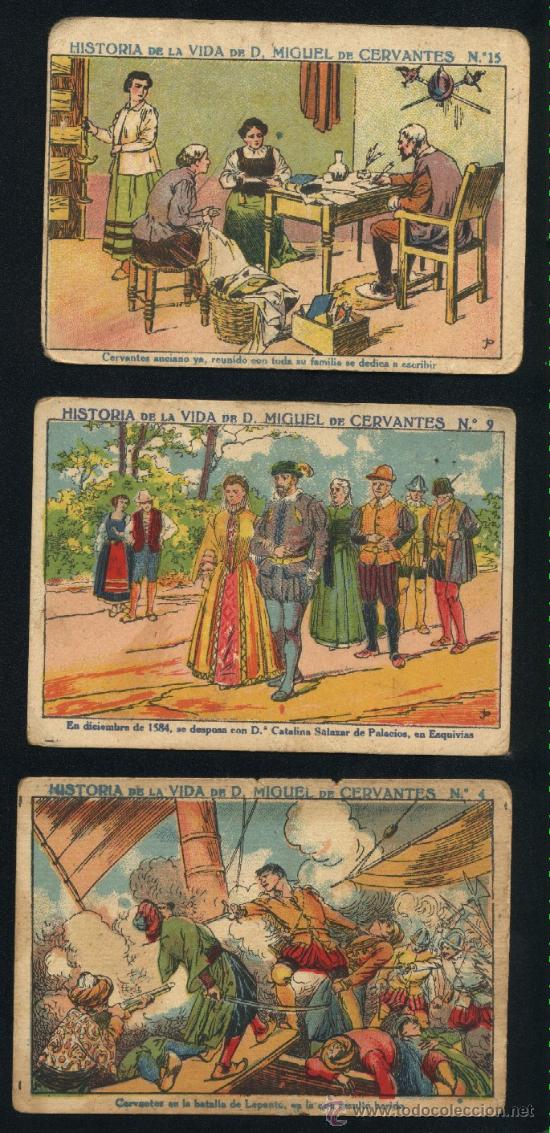 Coleccionismo Cromos antiguos: 12 Cromos Historia de la vida de D.Miguel de Cervantes.Confeccionamos lote a medida.1'5 euros cromo