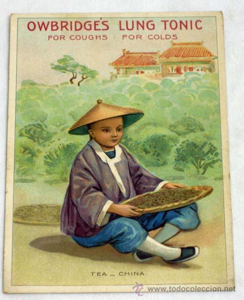 Coleccionismo cromos antiguos: Tarjeta cromo publicidad te ingl&eacute;s Owbridge's Lung Tonic dibujo Tea Chine a&ntilde;os 20