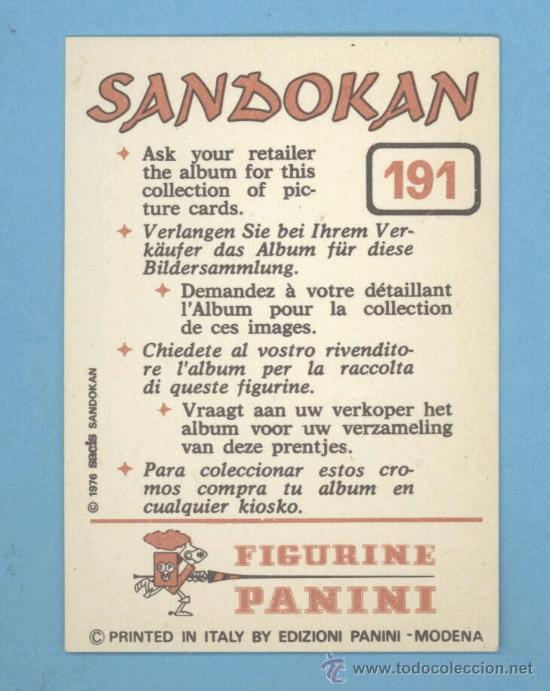 Coleccionismo cromos antiguos: Sandokan - PANINI - Foto 1