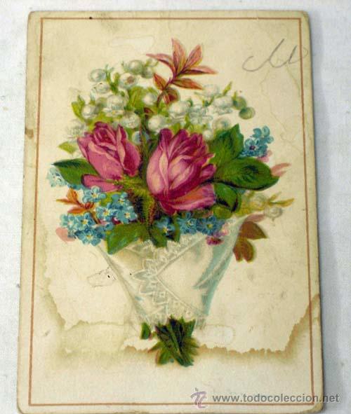 Coleccionismo cromos antiguos: Cromo doble con flores y ni&ntilde;os en relieve PP s XX
