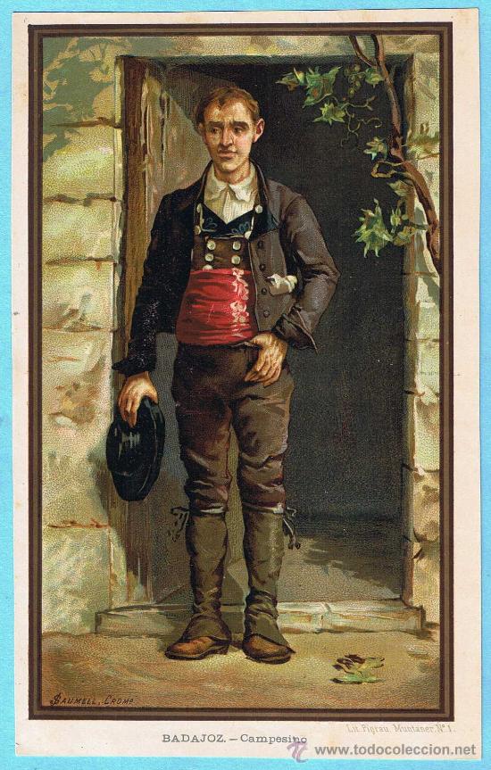 Coleccionismo cromos antiguos: BADAJOZ. CAMPESINO. 1880/90. - Foto 1