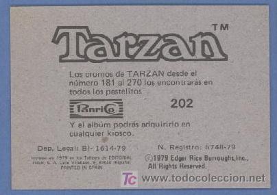 Coleccionismo cromos antiguos: Tarzan - PANRICO - Cromo N&ordm; 202 &iexcl;Nuevo e IMPECABLE! - Foto 1