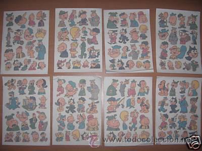 Coleccionismo cromos antiguos: 8 LAMINAS personajes KING FEATURES SYNDICATE ( POPEYE,FELIX GATO...).CALCAMONIAS ORTEGA A&Ntilde;O 1965
