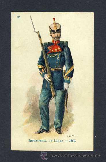 Coleccionismo Cromos antiguos: Cromo MILITAR: Infanteria de linea 1859 (Chocolates Boix)