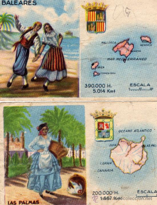 Coleccionismo Cromos antiguos: 2,CROMOS CEREGUMIL,FERNANDEZ Y CANIVELL,MALAGA-BALEARES Y LAS PALMAS-REGIONES DE ESPA&Ntilde;A