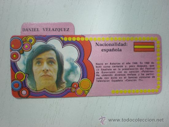 Coleccionismo cromos antiguos: CROMO DE BIMBO - CANTANTES - DANIEL VELAZQUEZ