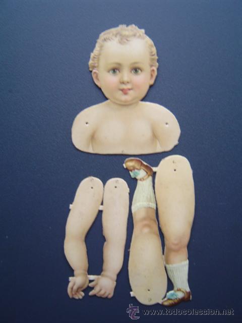 Sammeln alte Sammelbilder: Cromo de MU&Ntilde;ECA para vestir  (II) - Juego de hace 100 a&ntilde;os -  Cabeza y busto + piernas + brazos