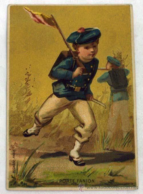 Coleccionismo Cromos antiguos: Cromo publicidad soldado Zapater&iacute;a A P&eacute;rez e Hijo Calle Huertas Madrid Elegante Bognard Pp S XX