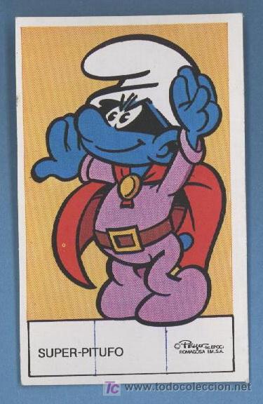 Coleccionismo cromos antiguos: Cromo - Tarjeta - Pitufos - Superpitufo - Foto 1