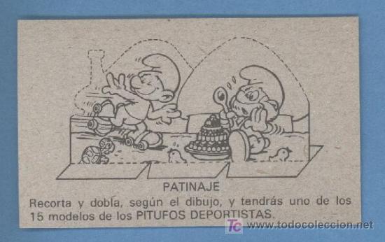Coleccionismo cromos antiguos: Cromo - Tarjeta - Pitufos - Patinaje - Foto 2