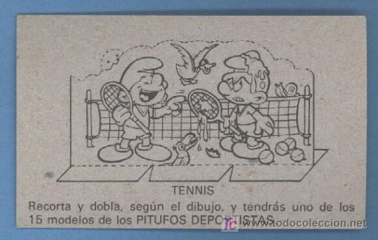 Coleccionismo cromos antiguos: Cromo - Tarjeta - Pitufos - Tenis - Foto 2
