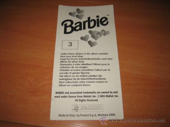 Coleccionismo cromos antiguos: BARBIE PANINI N&ordm; 3 - Foto 2
