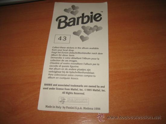 Coleccionismo cromos antiguos: BARBIE PANINI N&ordm; 43 - Foto 2