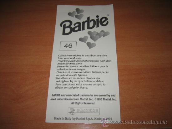 Coleccionismo cromos antiguos: BARBIE PANINI N&ordm; 46 - Foto 2