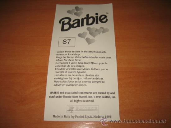 Coleccionismo cromos antiguos: BARBIE PANINI N&ordm; 87 - Foto 2