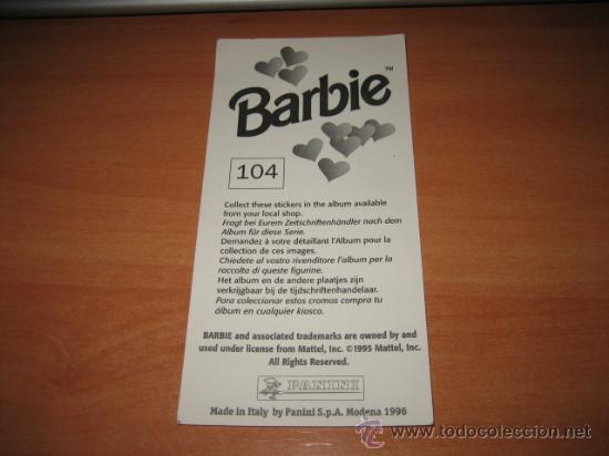Coleccionismo cromos antiguos: BARBIE PANINI N&ordm; 104 - Foto 2