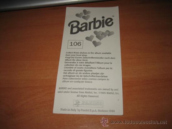 Coleccionismo cromos antiguos: BARBIE PANINI N&ordm; 106 - Foto 2